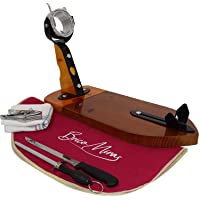 Los mejores  - JAMONERO Modelo Bellota Giratorio Madera-METÁLICA- Regalo Pinza Arcos Acero Inoxidable + Cuchillo + CHAIRA + CUBREJAMÓN…